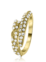 Goudkleurige byoux ring met steentjes