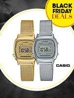 Casio retro mesh horloge met datum (per stuk)